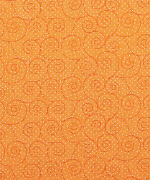 Orange m. hvide prikker og orange mønster - Patchwork - Info mangler