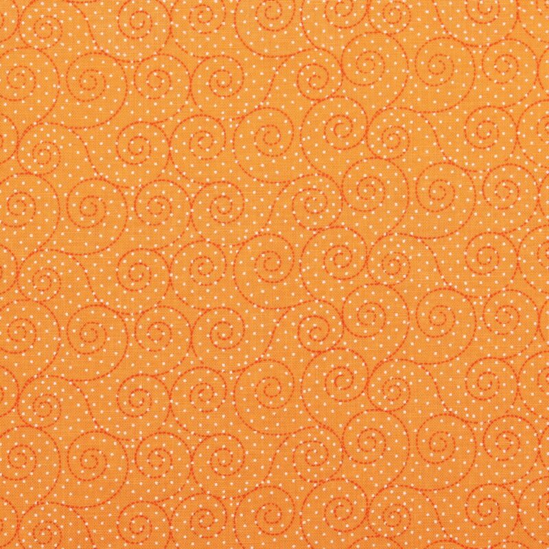 Orange m. hvide prikker og orange mønster - Patchwork - Info mangler