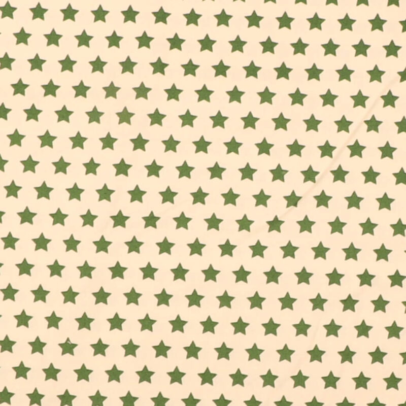 Stjerner, grøn på offwhite - Bomuld - Info mangler