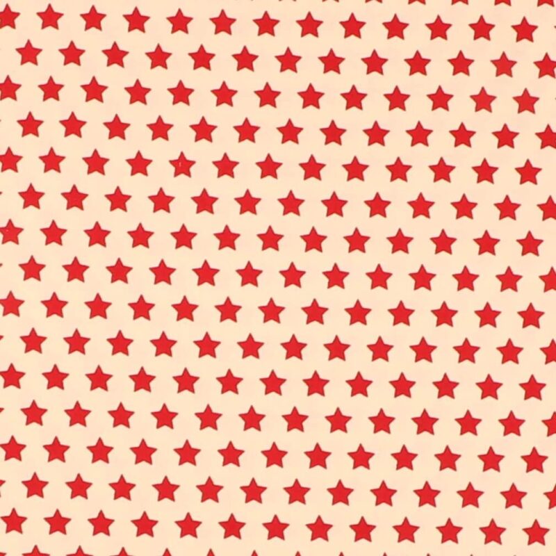 Stjerner, rød på offwhite - Bomuld - Info mangler