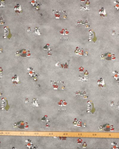 Winter Fun, snemænd på meleret grå - Patchwork