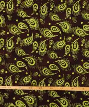 Brun m. limegrønt mønster - Bali - Info mangler