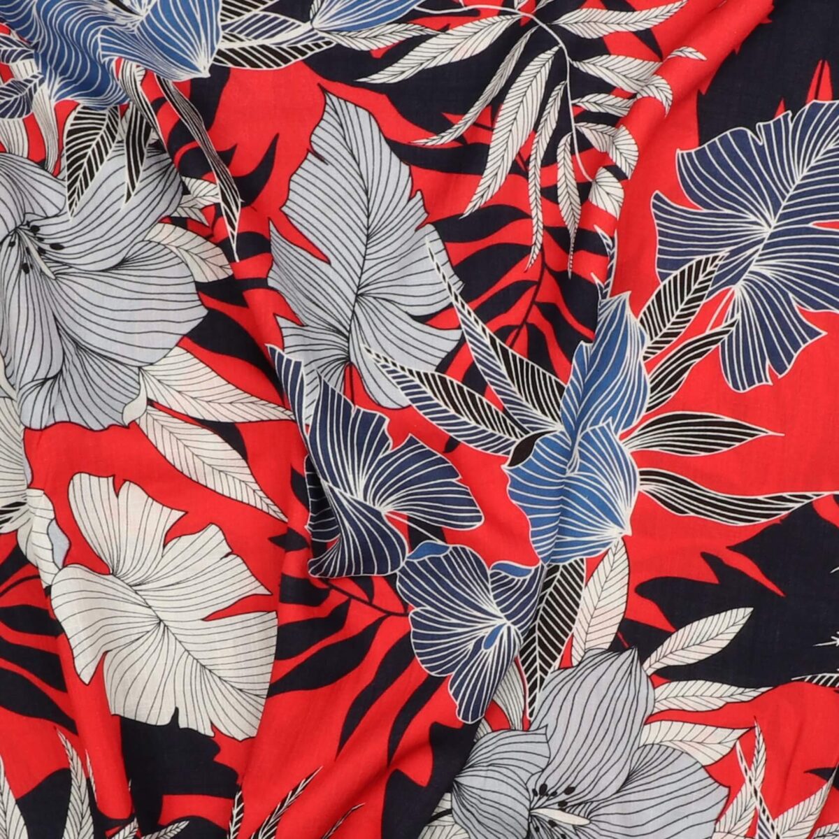 Storblomstret på Marineblå - Rayon/polyester - Billede 2