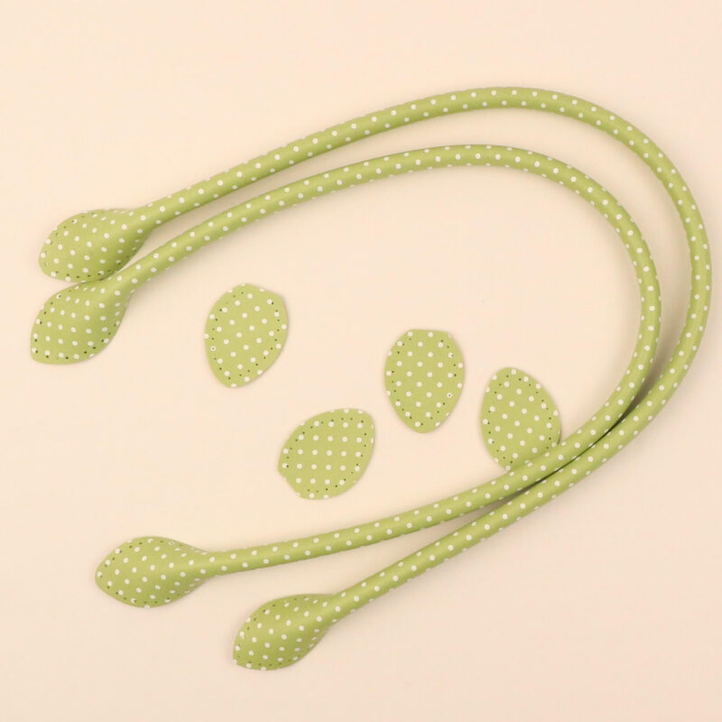 Taskehåndtag, lys grøn m. hvide prikker - 70 cm -
