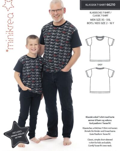 Klassisk t-shirt, str.2-16 år / XS-XXL - Minikrea 66210
