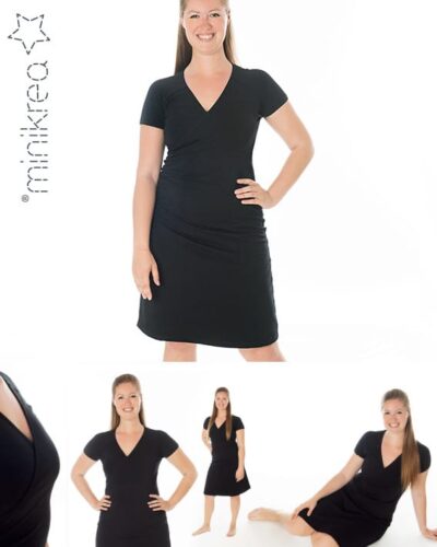 Kjole med drapering, str.34-50 - Minikrea 70042