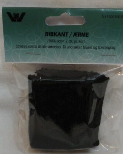 Ribkant ærme, sort