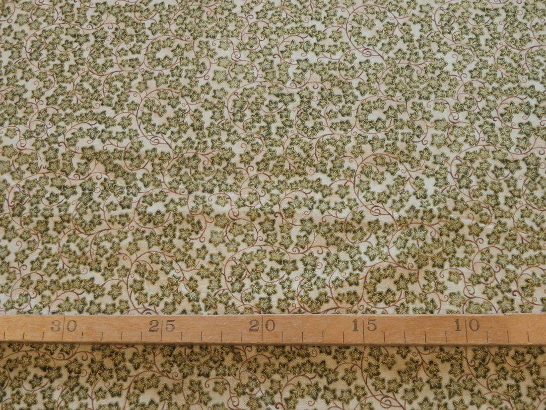 Offwhite bund m. små blade og snirkler, Patchwork 4 Offwhite bund m. små blade og snirkler, Patchwork - Billede 2