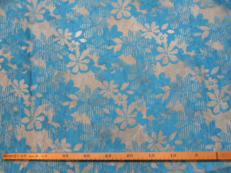 Gennemsigtige turkis blomster - Chiffon, polyester