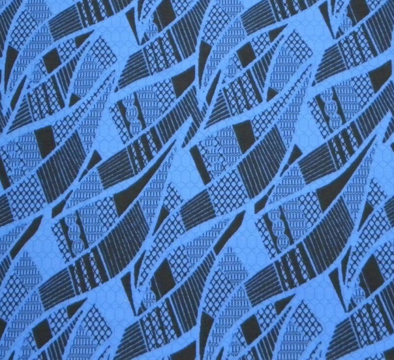 Sort og blåt grafisk mønster, polyester jersey - Info mangler