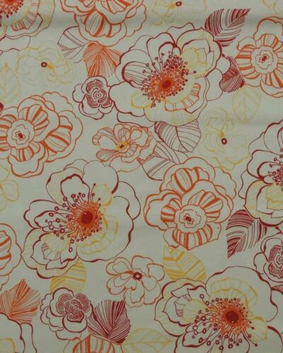 Blomster på hvid bund, Bomuld m. spandex