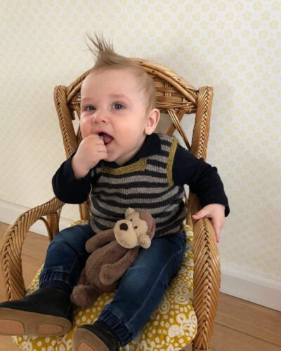 Stribet babyvest, 4401- Katmandu garn
