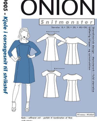 Kjole i corsagesnit til strikstof, str. XL – 5 XL – Onion 9005