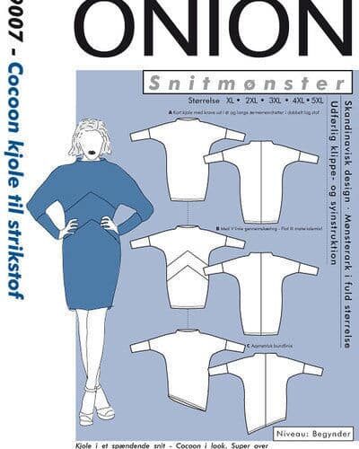 Cocoon kjole til strikstof, str. XL – 5 XL – Onion 9007