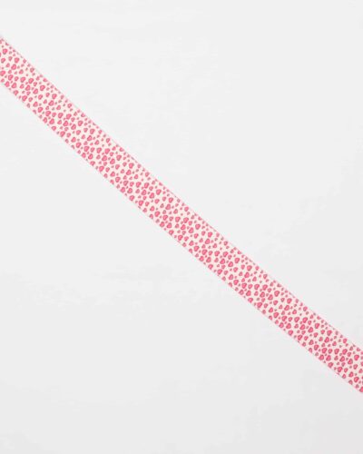 Hvid elastik med pink hjerter - 25 mm