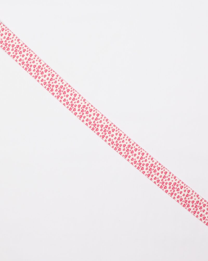 Hvid elastik med pink hjerter - 25 mm -