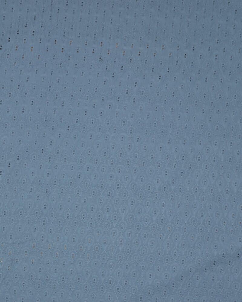 Jeansblå med dråbemønster - Broderie Anglaise - Info mangler