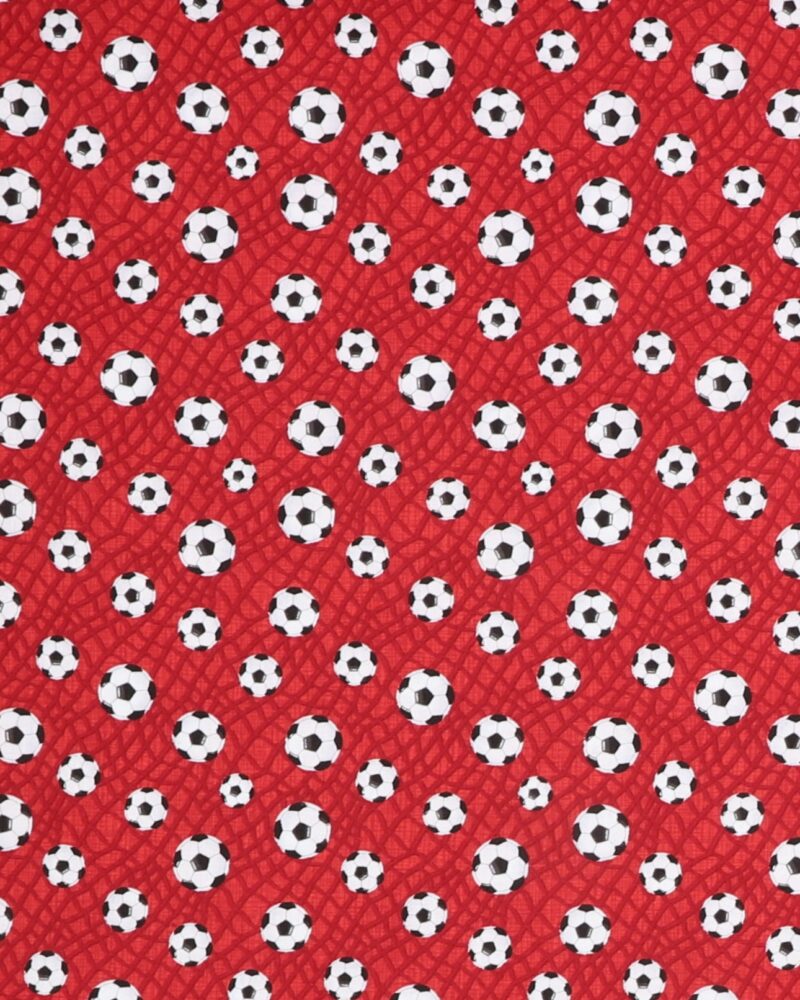 Fodbolde på rød bund - Patchwork - Info mangler
