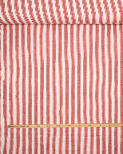 Hvid og rustrøde striber - Bomuld 7 Hvid og rustrøde striber - Bomuld