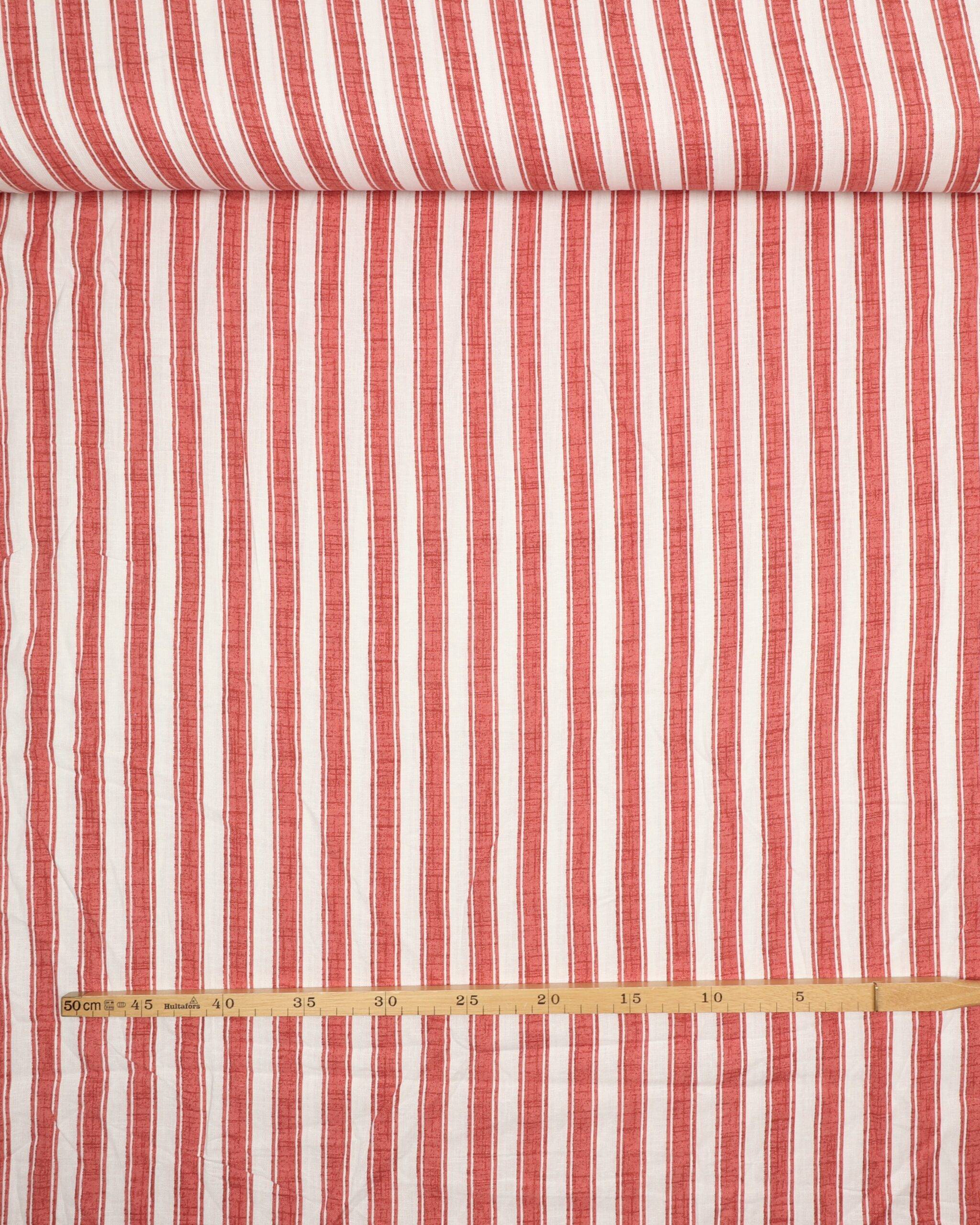 Hvid og rustrøde striber - Bomuld 5 Hvid og rustrøde striber - Bomuld - Billede 3