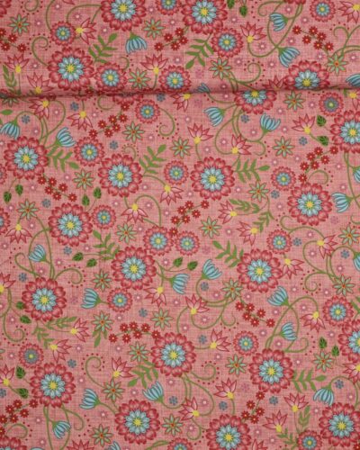 Flower & vine, blomster på rosa - Patchwork