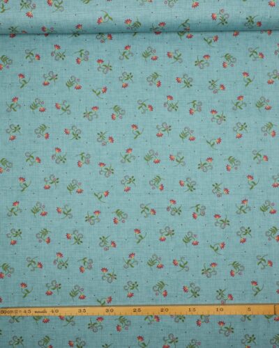 Flower & vine, blomster på blå - Patchwork