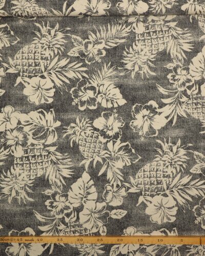 Ananas og blomster - Patchwork (twillvævet)