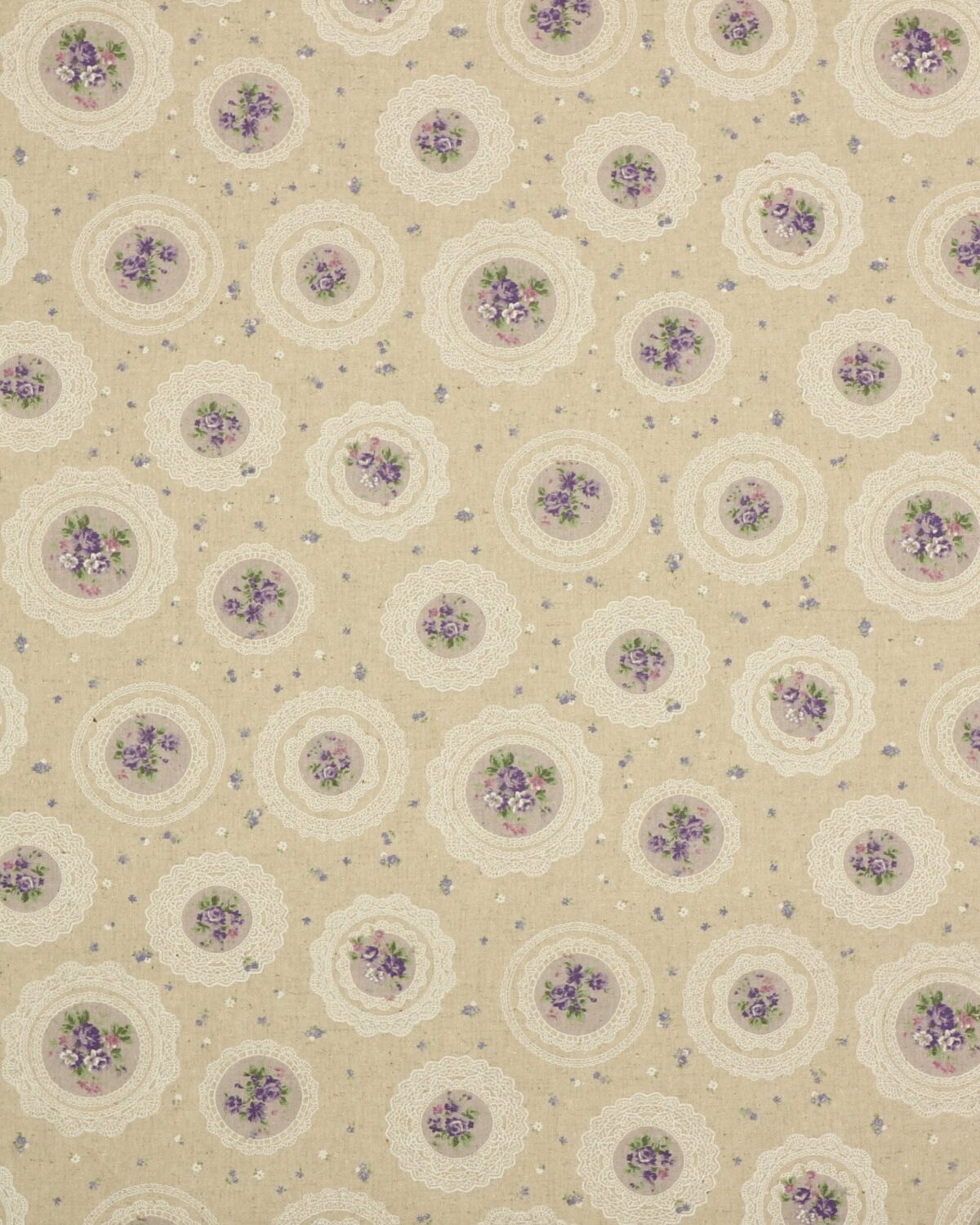 Lilla blomster på naturfarvet bund - Patchwork - Billede 2