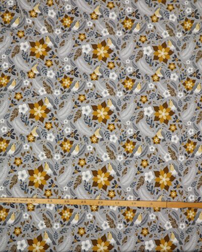 Fugle og blomster - French Terry