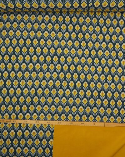 Gult blomstermønster på blå bundfarve - Softshell 7 Gult blomstermønster på blå bundfarve - Softshell