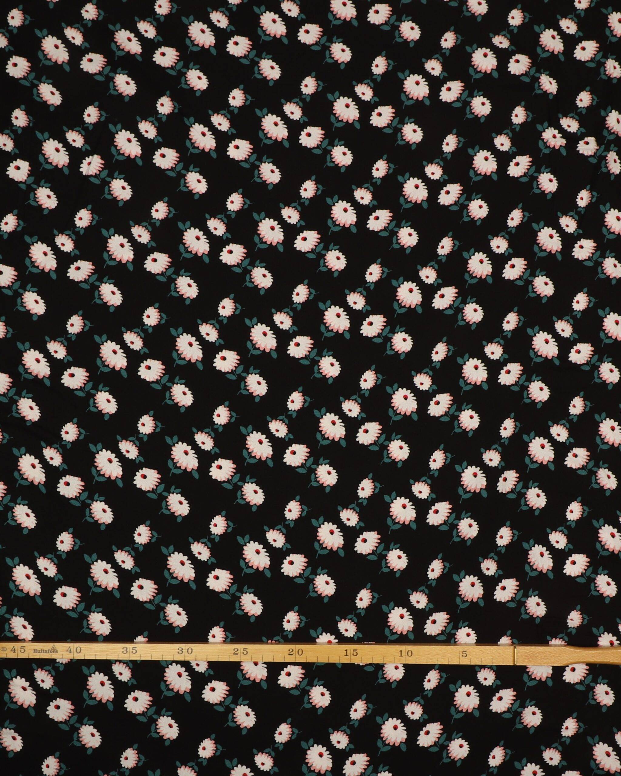 Små blomster på sort - Viskose 5 Små blomster på sort - Viskose - Billede 3