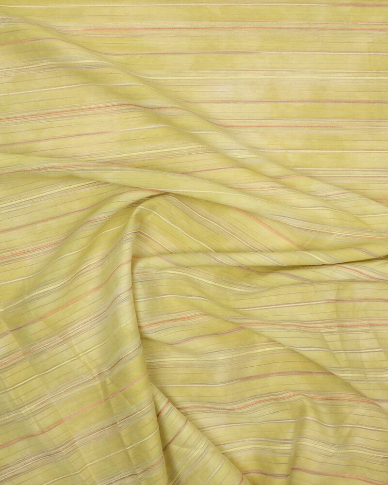 Lys gul m. gul/orange stribe - Viskose/polyester - Info mangler