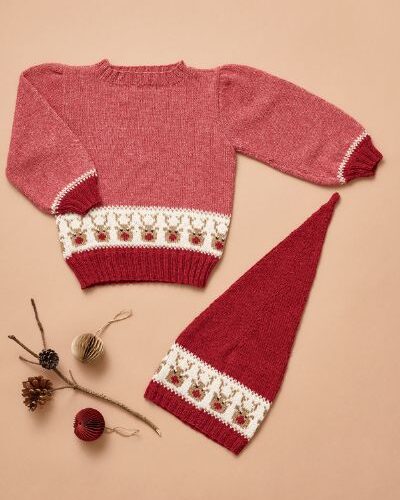 Esther by Permin, bluse og nissehue m. Rudolf
