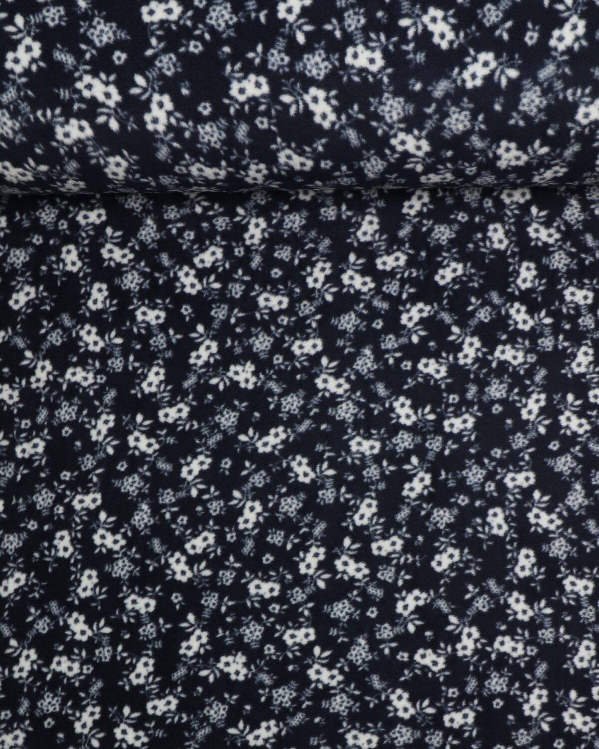 Hvide blomster på mørkeblå  - Fleece