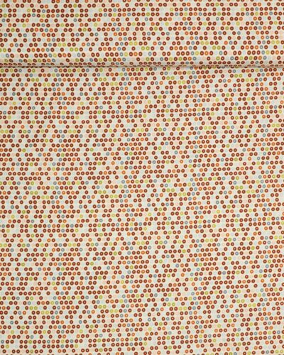 Hvid med farvede cirkler med hul i midten - Patchwork