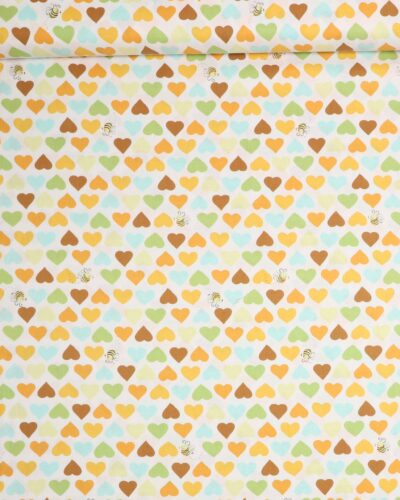 Hjerter og en lille bi på hvid - Patchwork