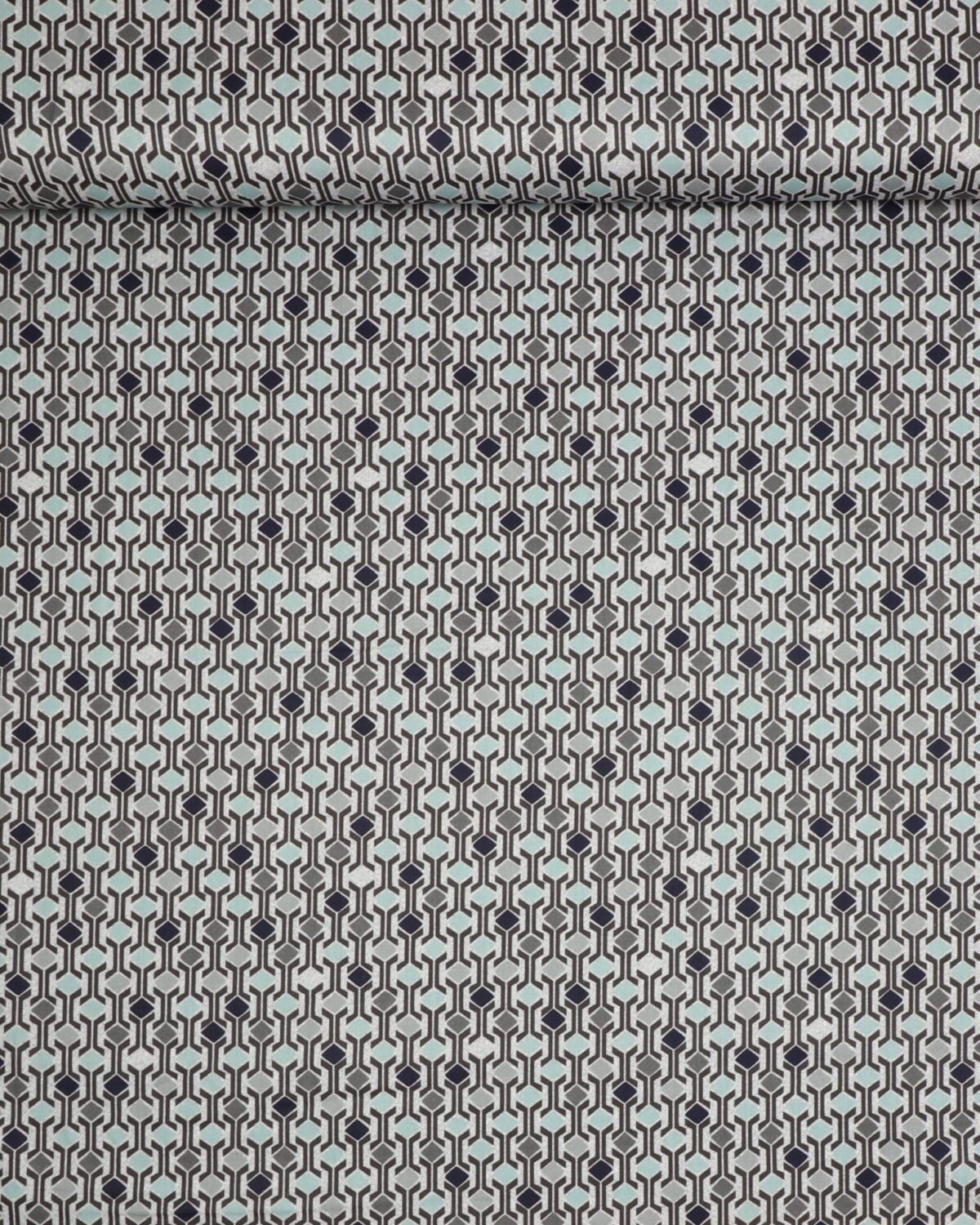 Mint, grå og sort mønster på lysegrå - Patchwork