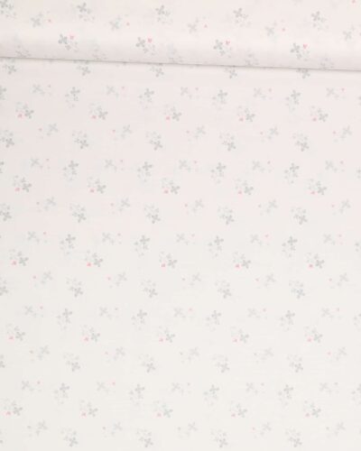 Grå blomster på hvid - Patchwork