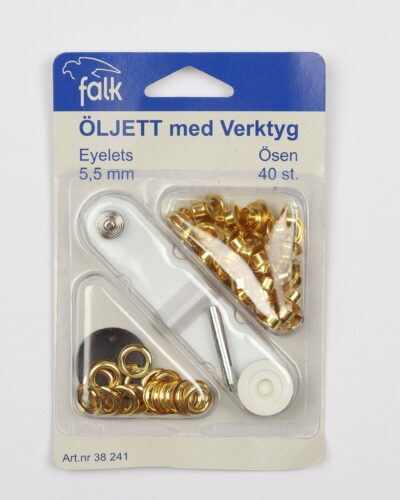 Snøreringe m. værktøj 5,5 mm, 40 stk.