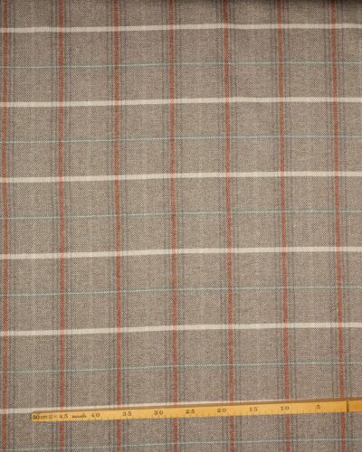 Beige m. orange og flødefarvet - Møbelstof