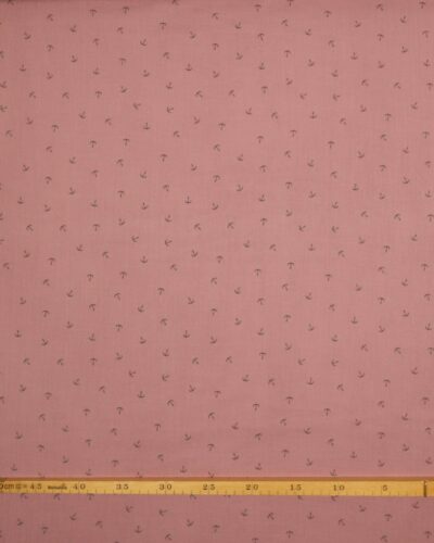 Gammelrosa m. små anker - Double Gauze blestof/musselin stof