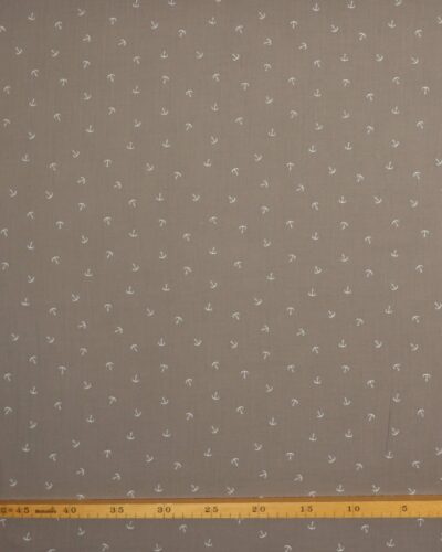 Lysegrå m. små anker - Double Gauze blestof/musselin stof 7 Lysegrå m. små anker - Double Gauze blestof/musselin stof