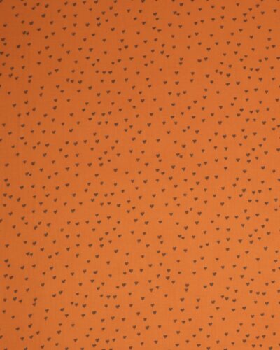 Lys orange m. grå hjerter - Double Gauze blestof/musselin stof