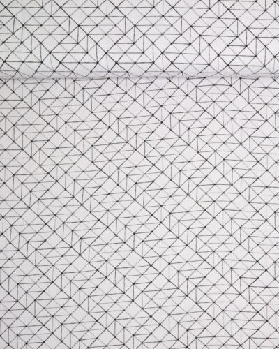 Hvid m. grafisk mønster - Double Gauze blestof/musselin stof