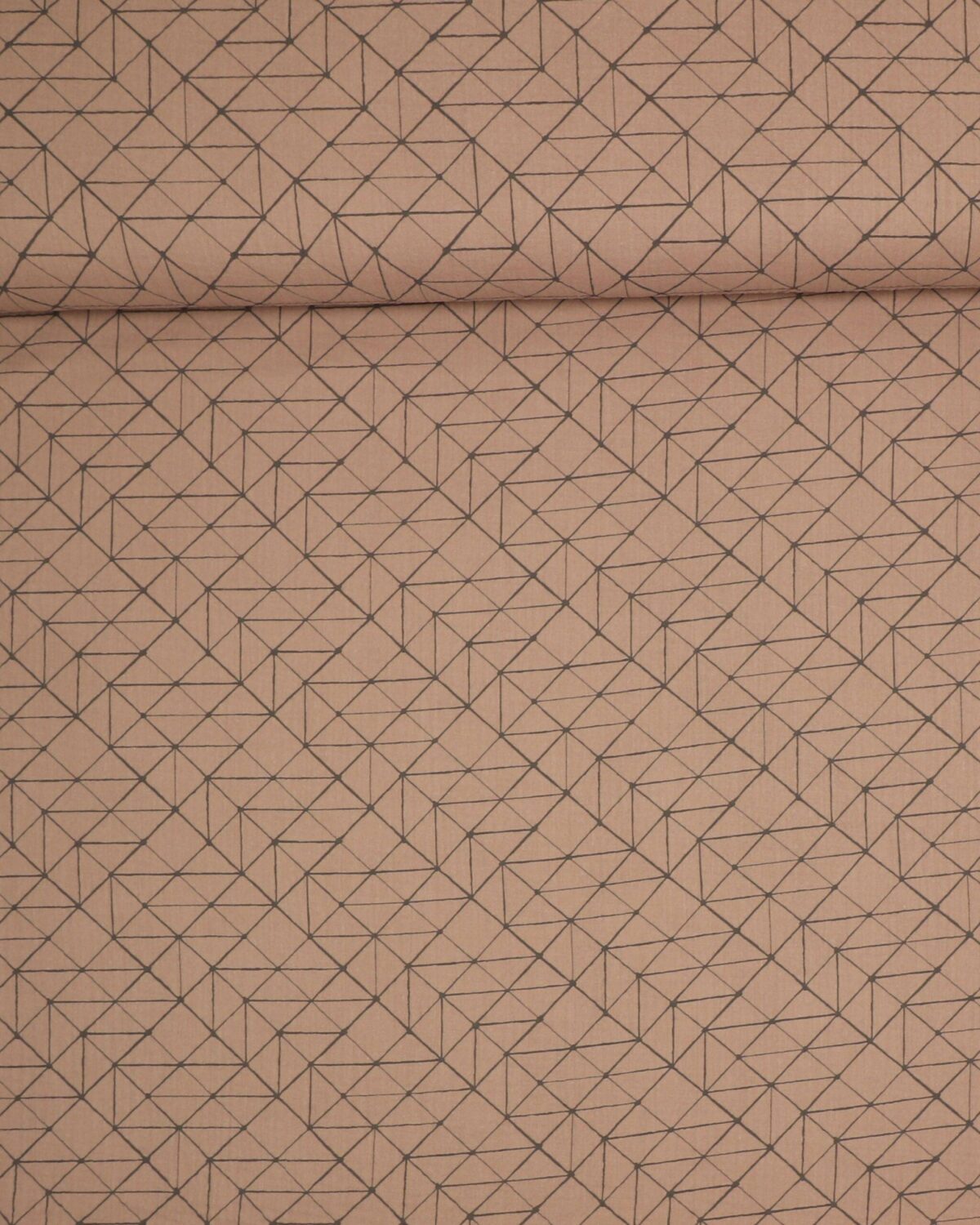 Lys nougatbrun m. grafisk mønster - Double Gauze blestof/musselin stof