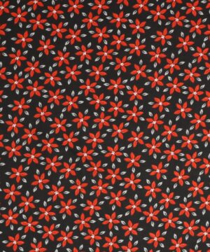 Rød blomst på sort - Patchwork - 3 wishes fabric