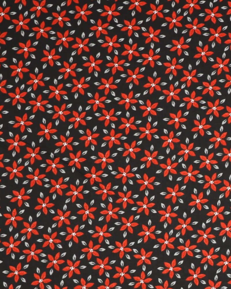 Rød blomst på sort - Patchwork - 3 wishes fabric