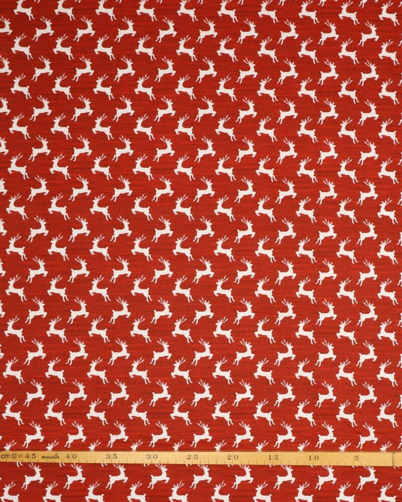 Rensdyr på rød - Patchwork - 3 wishes fabric
