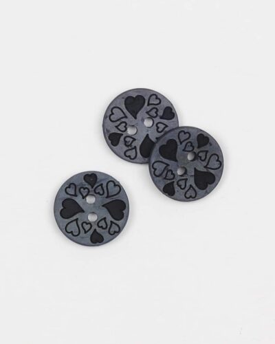 Lavendelblå m. hjerter - 15 mm kokosknap