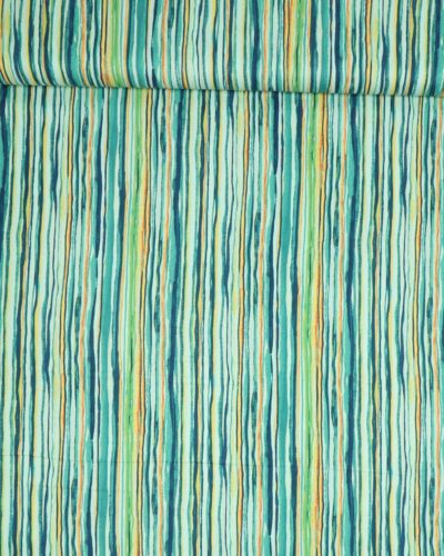 Striber i mint, blå, gul, grøn - Patchwork